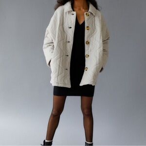 Urban Outfitters UO Hallie coat neutral gray quilted Corduroy Car Coat XL